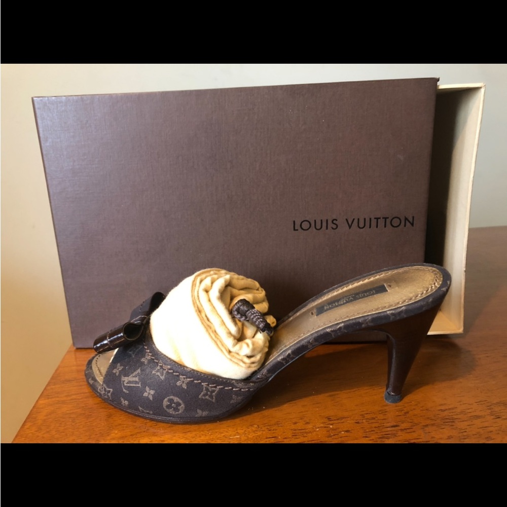 Louis Vuitton Brown and Tan Heels with Signature Monogram